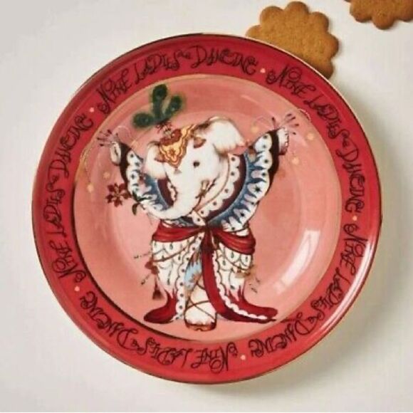 Anthropologie Twelve Days of Christmas Stoneware Dessert Plate - Picture 1 of 2